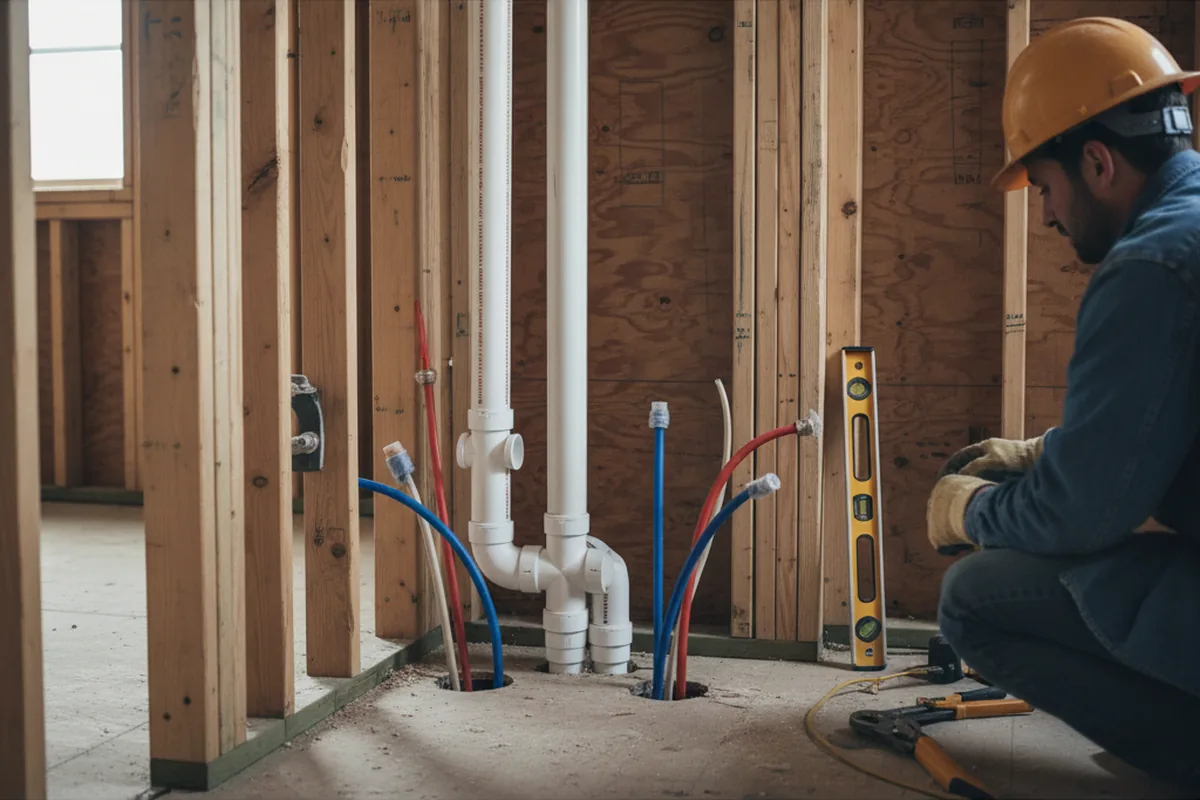Drain and supply rough-in during Leak Detection in Makanda